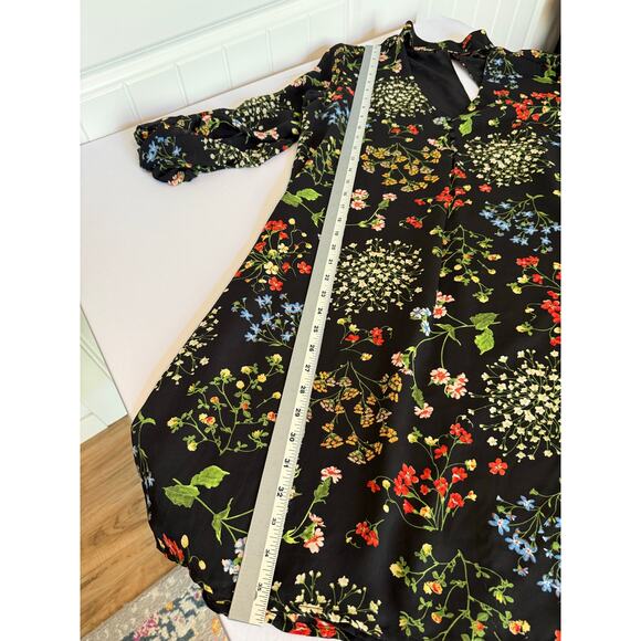 Dalia Women's 12 Whimsigoth Floral High Neck Long Sleeve Sheer Dress Boho Hippie - Picture 9 of 11